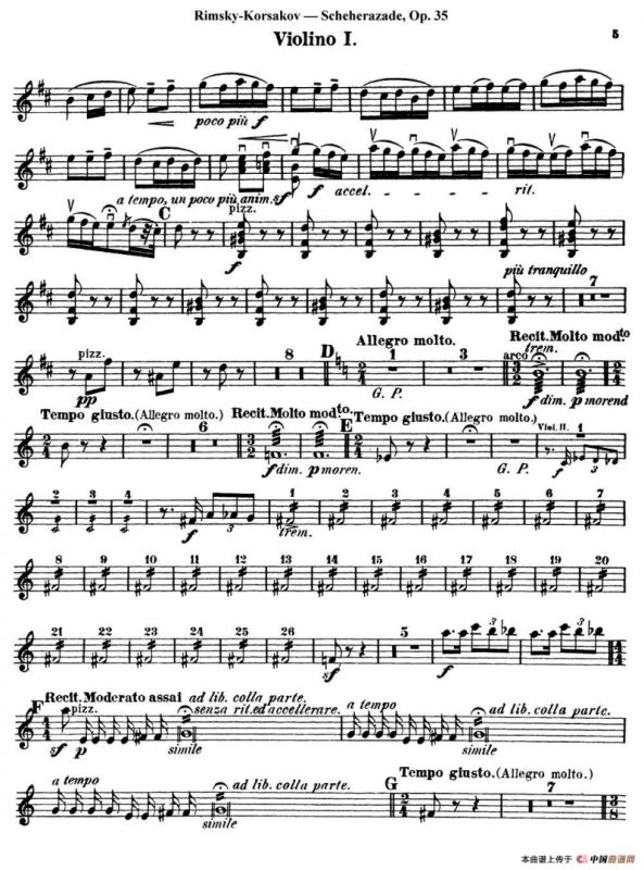 Scheherazade（Ⅱ）Op.35（第一小提琴）