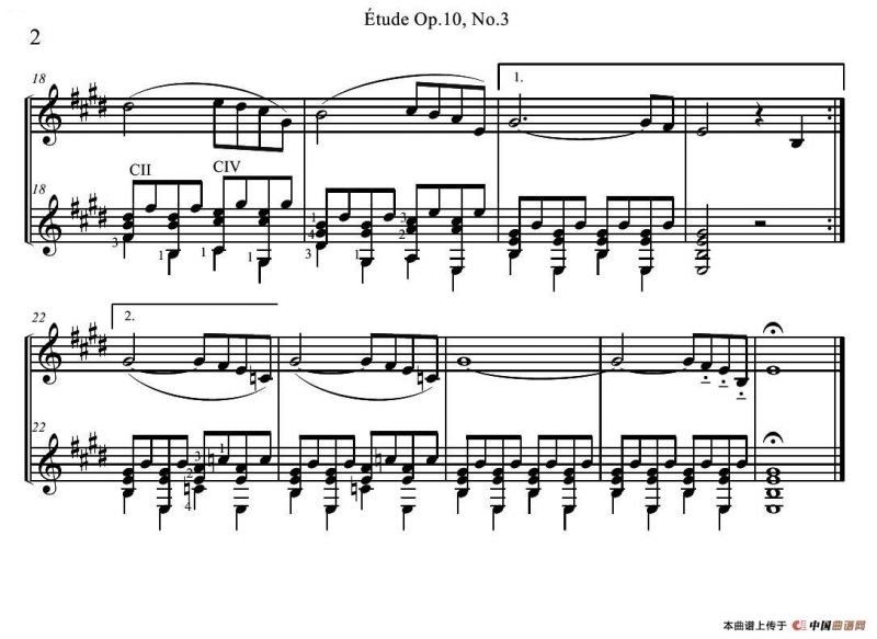 Etude in E major Op.10,No.3（小提琴吉它二重奏）