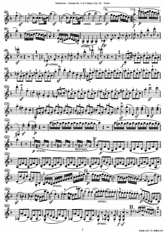 Sonata No.5 in F Major Op.24（F大调第五小提琴奏鸣曲）