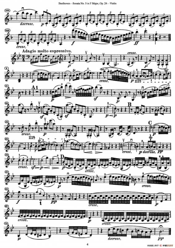 Sonata No.5 in F Major Op.24（F大调第五小提琴奏鸣曲）