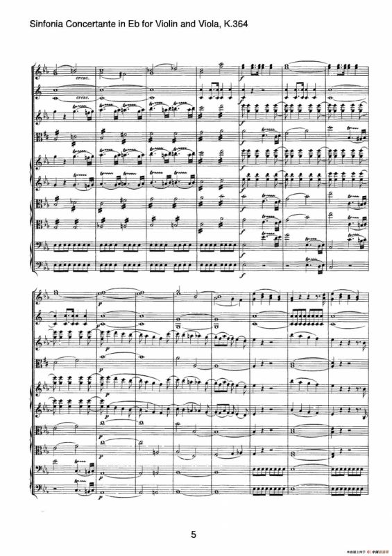 降E大调交响协奏曲（《Sinfonia Concertante in Eb》for Violin and Viola K.364）