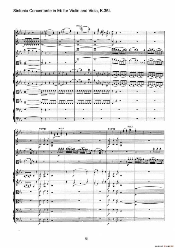 降E大调交响协奏曲（《Sinfonia Concertante in Eb》for Violin and Viola K.364）