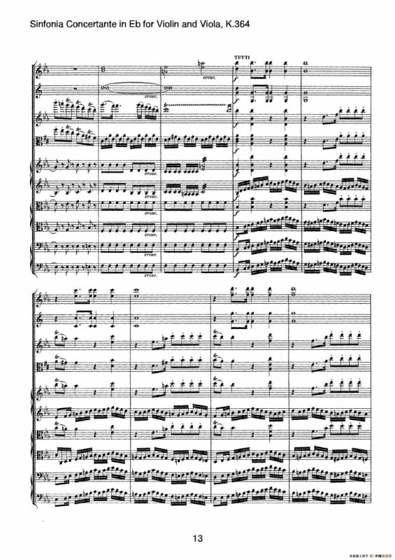 降E大调交响协奏曲（《Sinfonia Concertante in Eb》for Violin and Viola K.364）