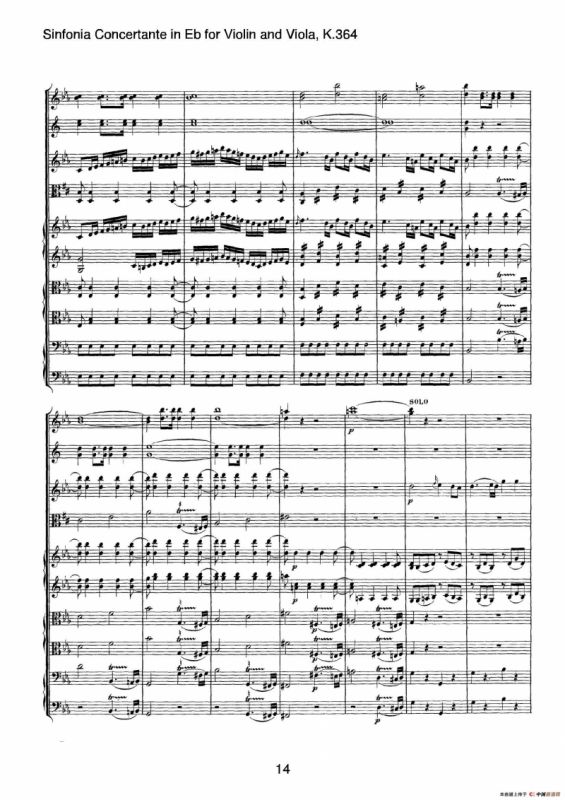 降E大调交响协奏曲（《Sinfonia Concertante in Eb》for Violin and Viola K.364）