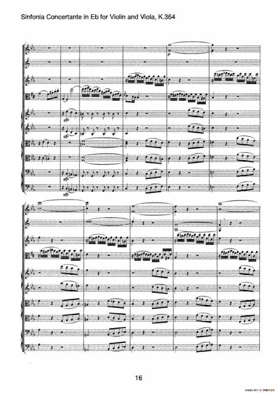 降E大调交响协奏曲（《Sinfonia Concertante in Eb》for Violin and Viola K.364）
