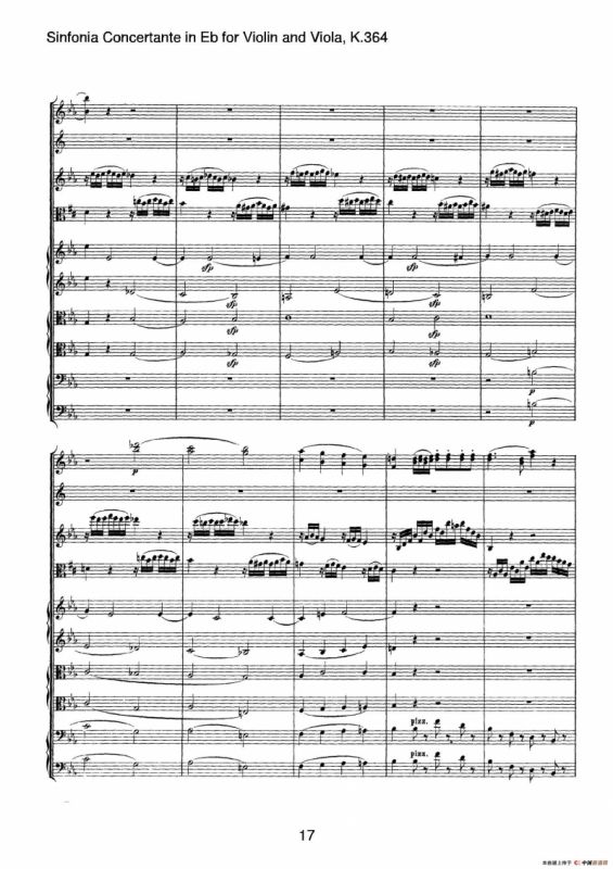 降E大调交响协奏曲（《Sinfonia Concertante in Eb》for Violin and Viola K.364）