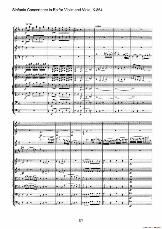 降E大调交响协奏曲（《Sinfonia Concertante in Eb》for Violin and Viola K.364）