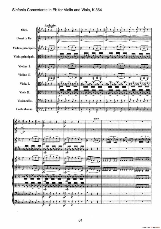降E大调交响协奏曲（《Sinfonia Concertante in Eb》for Violin and Viola K.364）