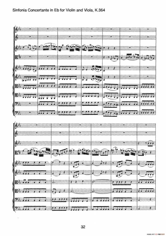 降E大调交响协奏曲（《Sinfonia Concertante in Eb》for Violin and Viola K.364）