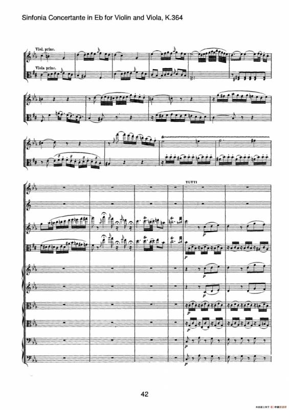 降E大调交响协奏曲（《Sinfonia Concertante in Eb》for Violin and Viola K.364）