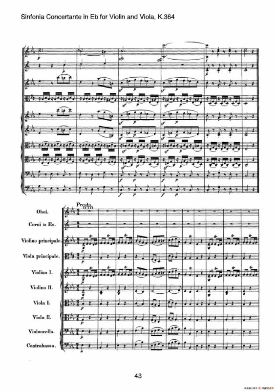 降E大调交响协奏曲（《Sinfonia Concertante in Eb》for Violin and Viola K.364）