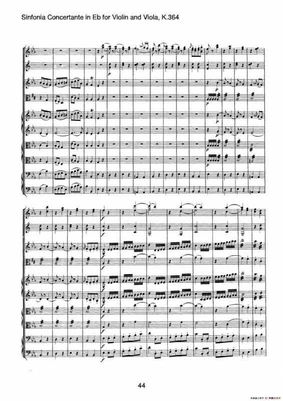 降E大调交响协奏曲（《Sinfonia Concertante in Eb》for Violin and Viola K.364）