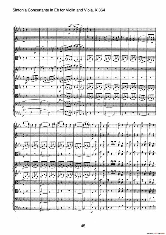 降E大调交响协奏曲（《Sinfonia Concertante in Eb》for Violin and Viola K.364）