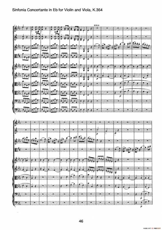 降E大调交响协奏曲（《Sinfonia Concertante in Eb》for Violin and Viola K.364）