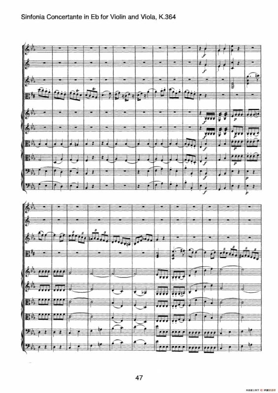 降E大调交响协奏曲（《Sinfonia Concertante in Eb》for Violin and Viola K.364）