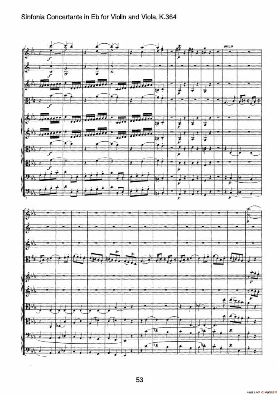 降E大调交响协奏曲（《Sinfonia Concertante in Eb》for Violin and Viola K.364）