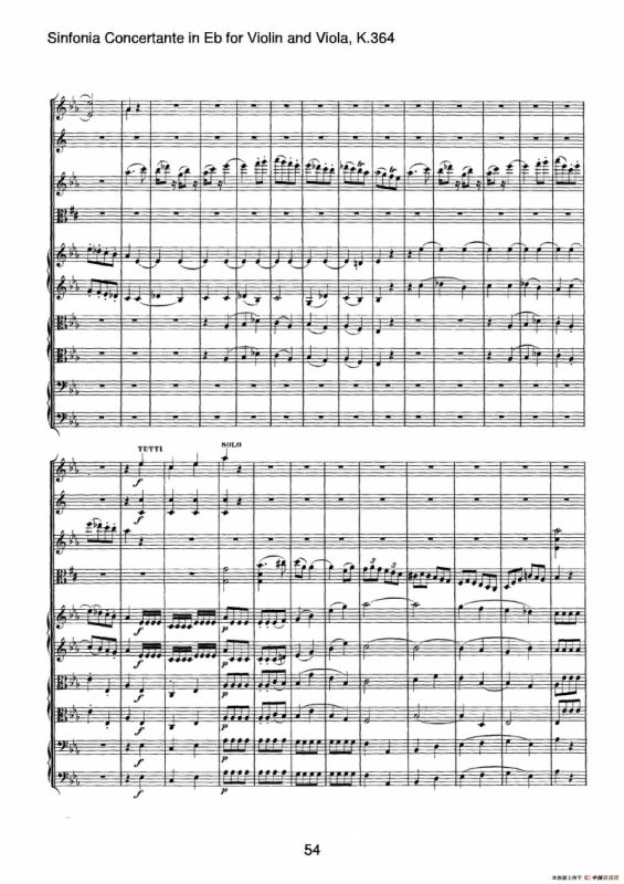 降E大调交响协奏曲（《Sinfonia Concertante in Eb》for Violin and Viola K.364）