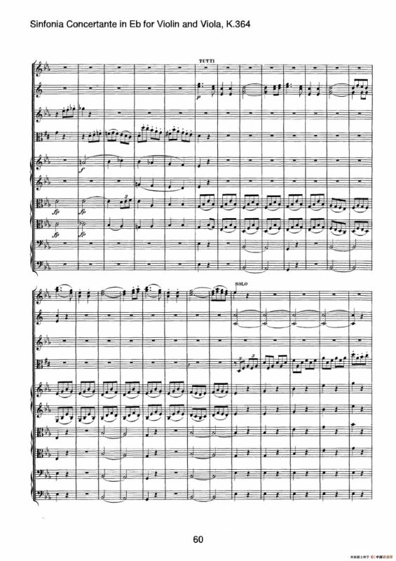 降E大调交响协奏曲（《Sinfonia Concertante in Eb》for Violin and Viola K.364）