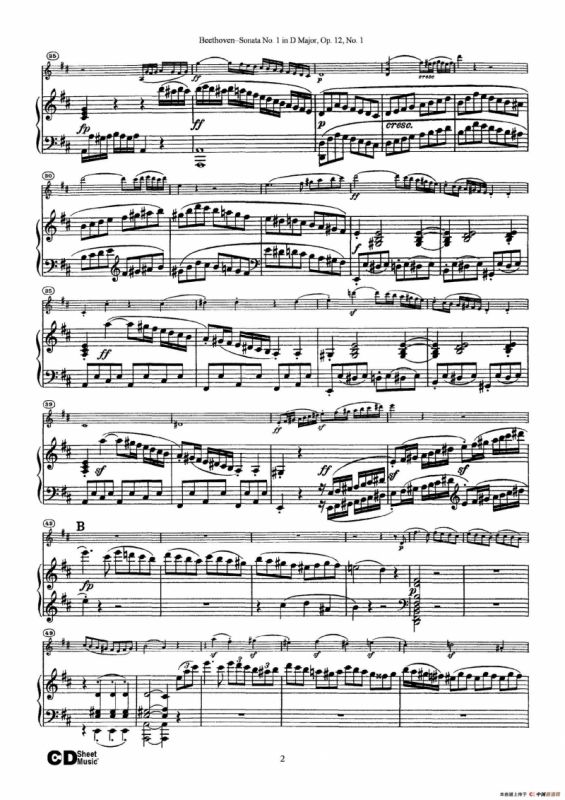 D大调第一小提琴奏鸣曲（Sonata No.1 in D Major Op.12,No.1）（小提琴+钢琴伴奏）