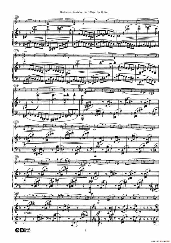 D大调第一小提琴奏鸣曲（Sonata No.1 in D Major Op.12,No.1）（小提琴+钢琴伴奏）