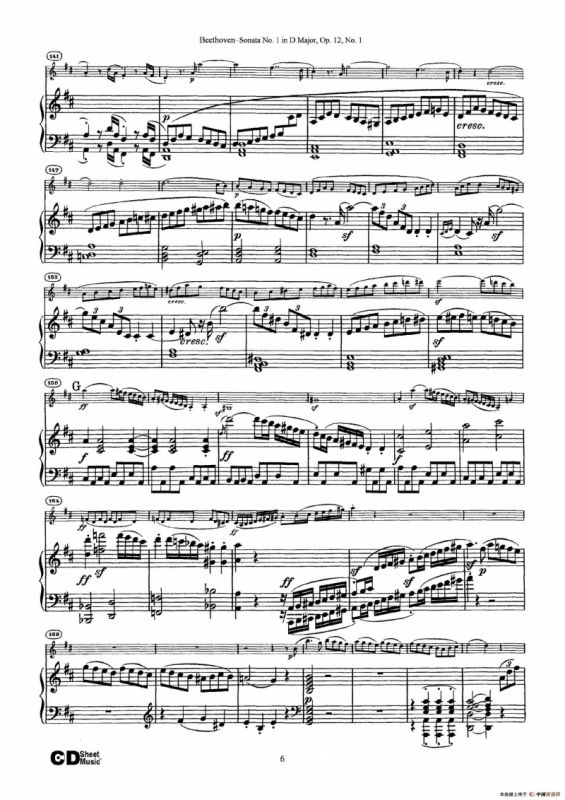 D大调第一小提琴奏鸣曲（Sonata No.1 in D Major Op.12,No.1）（小提琴+钢琴伴奏）