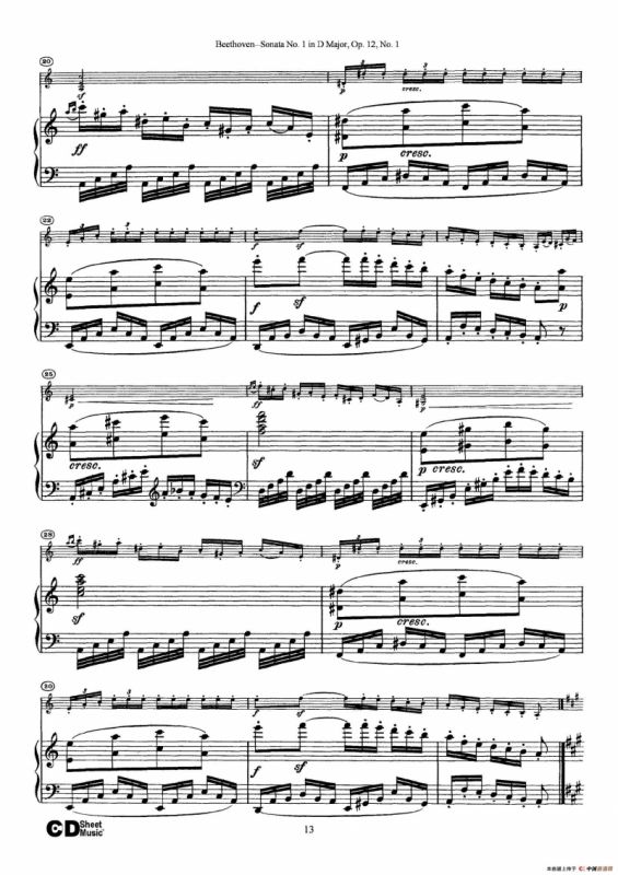 D大调第一小提琴奏鸣曲（Sonata No.1 in D Major Op.12,No.1）（小提琴+钢琴伴奏）