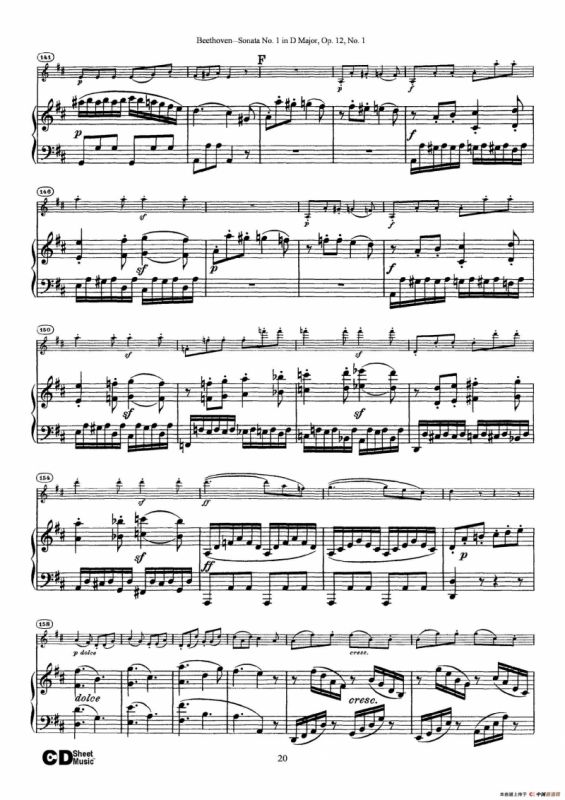 D大调第一小提琴奏鸣曲（Sonata No.1 in D Major Op.12,No.1）（小提琴+钢琴伴奏）