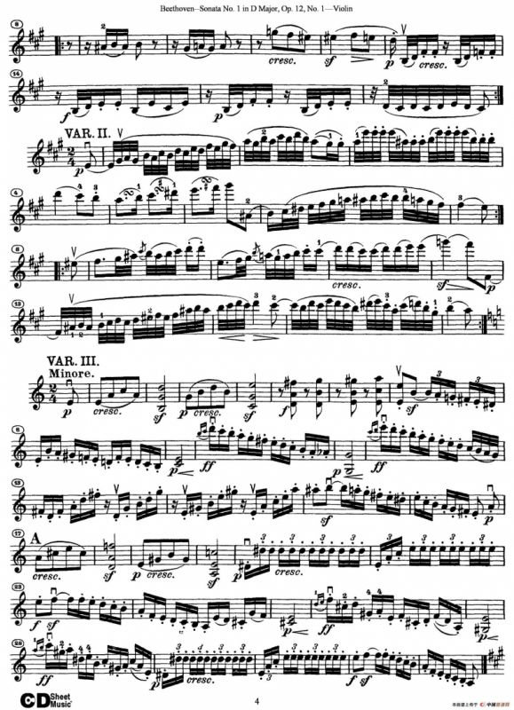 D大调第一小提琴奏鸣曲（Sonata No.1 in D Major Op.12,No.1）