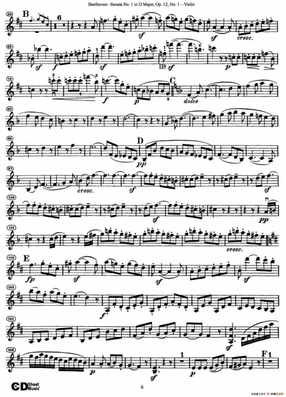 D大调第一小提琴奏鸣曲（Sonata No.1 in D Major Op.12,No.1）