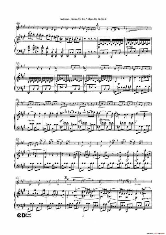 A大调第二小提琴奏鸣曲（Sonata No.2 in A Major Op.12,No.2）（小提琴+钢琴伴奏）