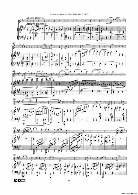 A大调第二小提琴奏鸣曲（Sonata No.2 in A Major Op.12,No.2）（小提琴+钢琴伴奏）