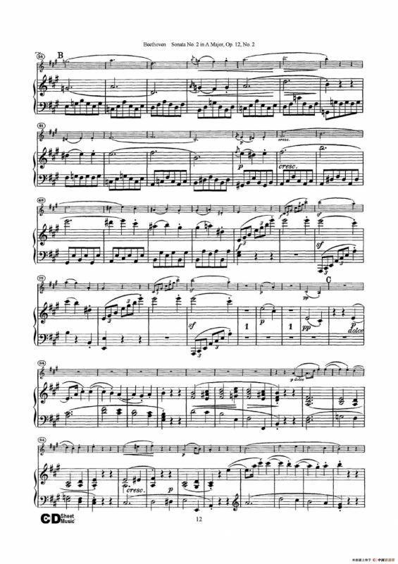 A大调第二小提琴奏鸣曲（Sonata No.2 in A Major Op.12,No.2）（小提琴+钢琴伴奏）