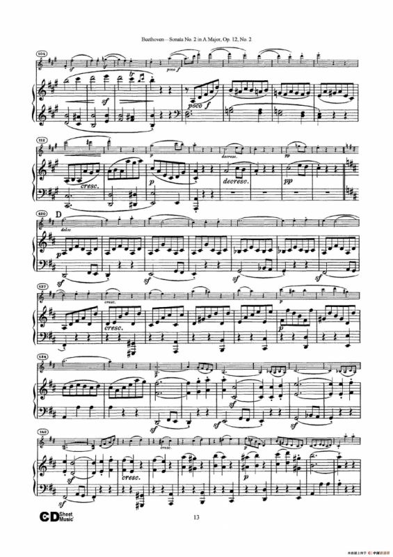 A大调第二小提琴奏鸣曲（Sonata No.2 in A Major Op.12,No.2）（小提琴+钢琴伴奏）