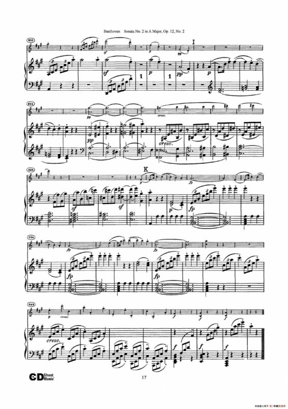 A大调第二小提琴奏鸣曲（Sonata No.2 in A Major Op.12,No.2）（小提琴+钢琴伴奏）