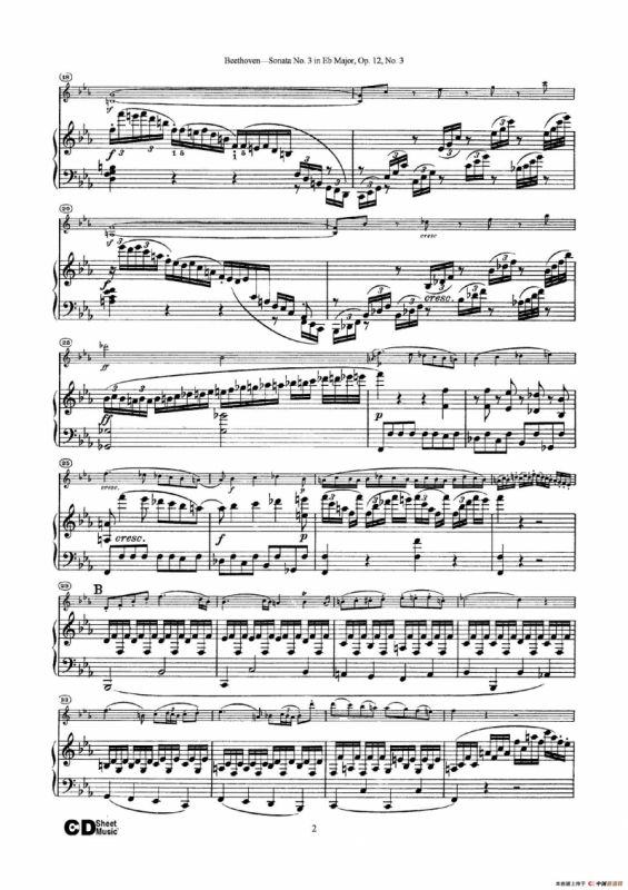 降E大调第三小提琴奏鸣曲（Sonata No.3 in Eb Major Op.12,No.3）（小提琴+钢琴伴奏）