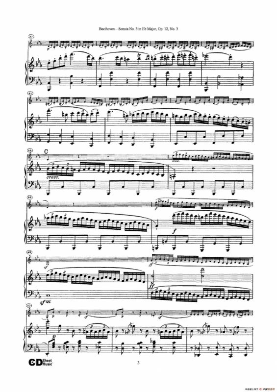 降E大调第三小提琴奏鸣曲（Sonata No.3 in Eb Major Op.12,No.3）（小提琴+钢琴伴奏）