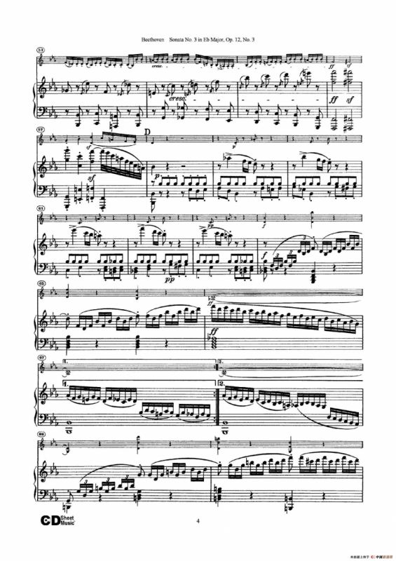 降E大调第三小提琴奏鸣曲（Sonata No.3 in Eb Major Op.12,No.3）（小提琴+钢琴伴奏）