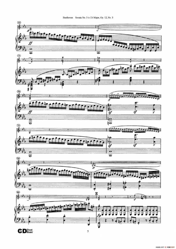 降E大调第三小提琴奏鸣曲（Sonata No.3 in Eb Major Op.12,No.3）（小提琴+钢琴伴奏）