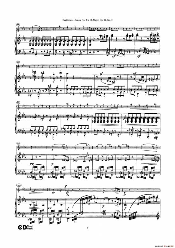 降E大调第三小提琴奏鸣曲（Sonata No.3 in Eb Major Op.12,No.3）（小提琴+钢琴伴奏）
