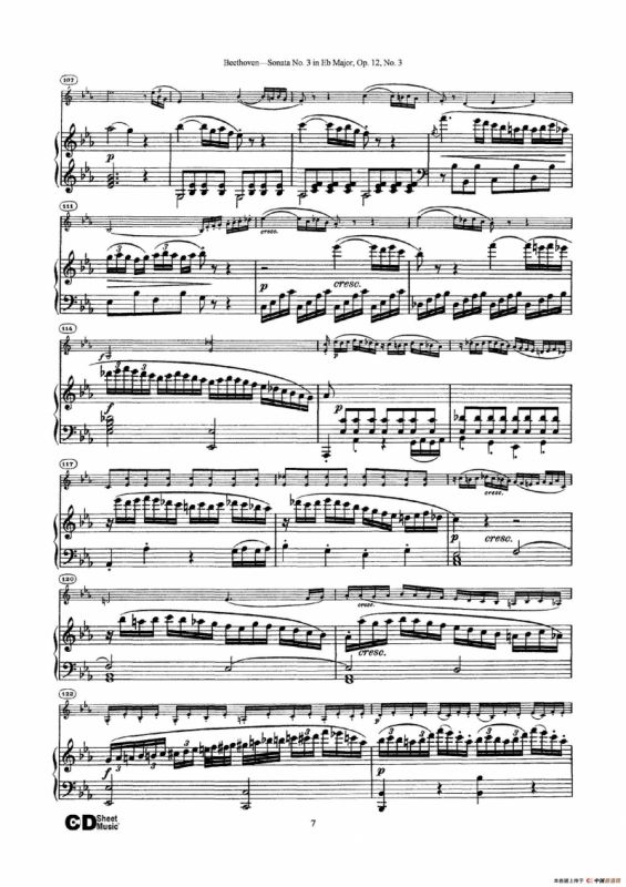 降E大调第三小提琴奏鸣曲（Sonata No.3 in Eb Major Op.12,No.3）（小提琴+钢琴伴奏）