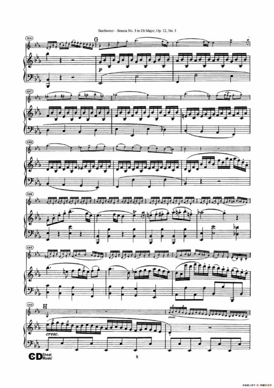 降E大调第三小提琴奏鸣曲（Sonata No.3 in Eb Major Op.12,No.3）（小提琴+钢琴伴奏）
