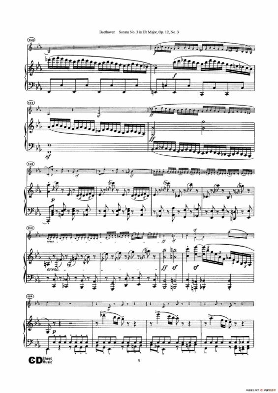 降E大调第三小提琴奏鸣曲（Sonata No.3 in Eb Major Op.12,No.3）（小提琴+钢琴伴奏）