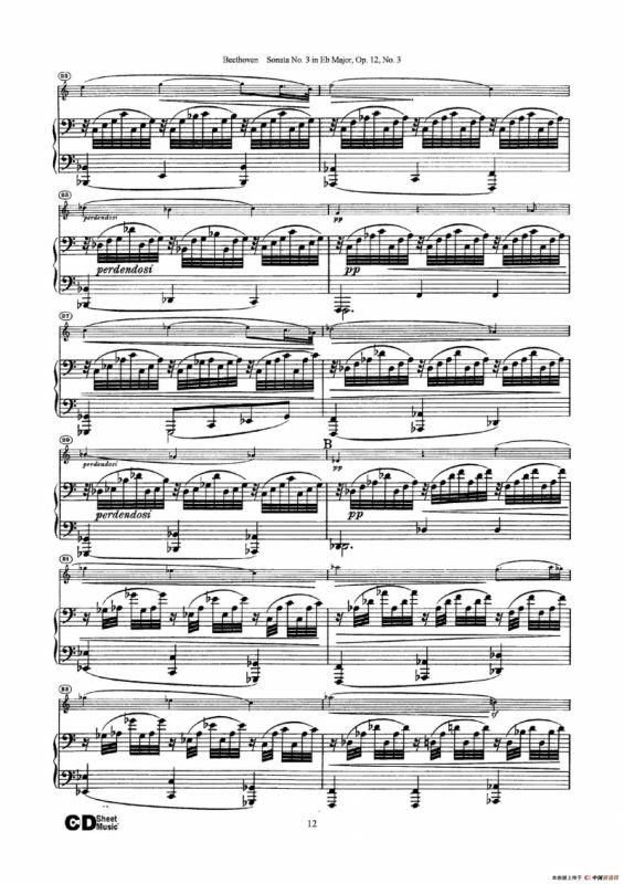 降E大调第三小提琴奏鸣曲（Sonata No.3 in Eb Major Op.12,No.3）（小提琴+钢琴伴奏）