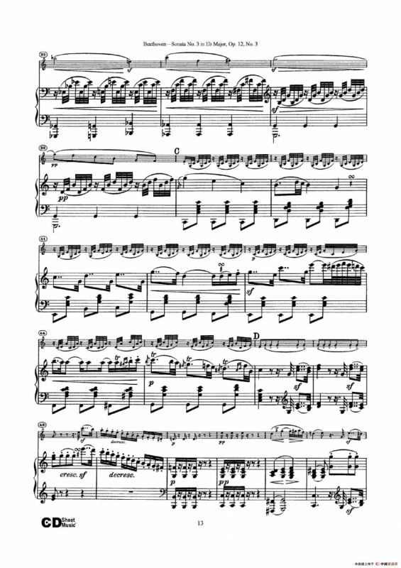 降E大调第三小提琴奏鸣曲（Sonata No.3 in Eb Major Op.12,No.3）（小提琴+钢琴伴奏）