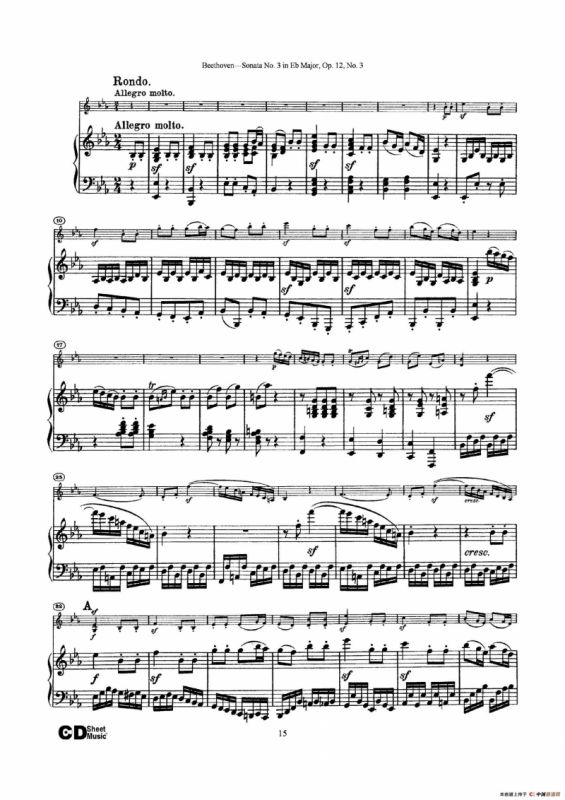 降E大调第三小提琴奏鸣曲（Sonata No.3 in Eb Major Op.12,No.3）（小提琴+钢琴伴奏）