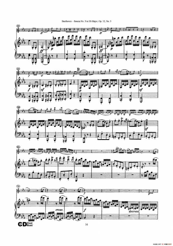 降E大调第三小提琴奏鸣曲（Sonata No.3 in Eb Major Op.12,No.3）（小提琴+钢琴伴奏）
