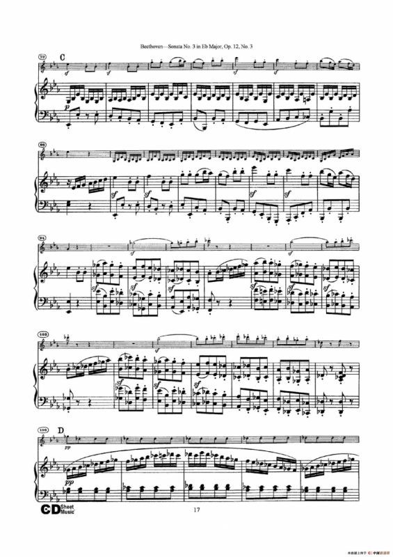 降E大调第三小提琴奏鸣曲（Sonata No.3 in Eb Major Op.12,No.3）（小提琴+钢琴伴奏）