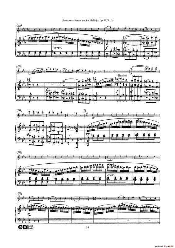 降E大调第三小提琴奏鸣曲（Sonata No.3 in Eb Major Op.12,No.3）（小提琴+钢琴伴奏）
