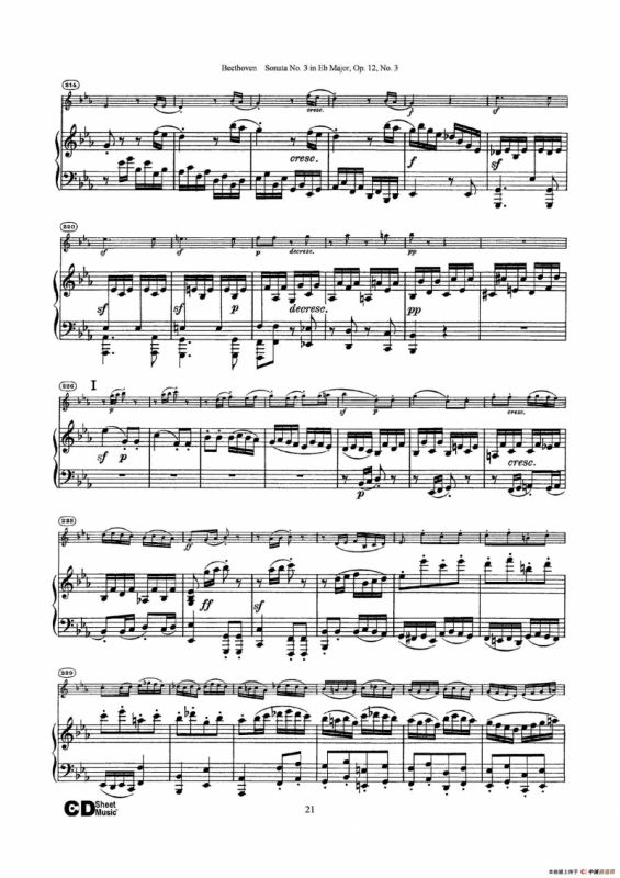 降E大调第三小提琴奏鸣曲（Sonata No.3 in Eb Major Op.12,No.3）（小提琴+钢琴伴奏）