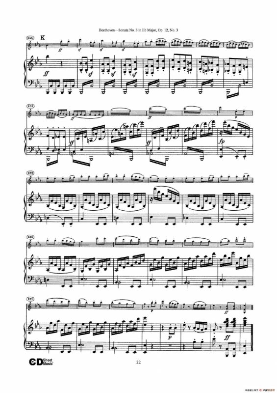 降E大调第三小提琴奏鸣曲（Sonata No.3 in Eb Major Op.12,No.3）（小提琴+钢琴伴奏）